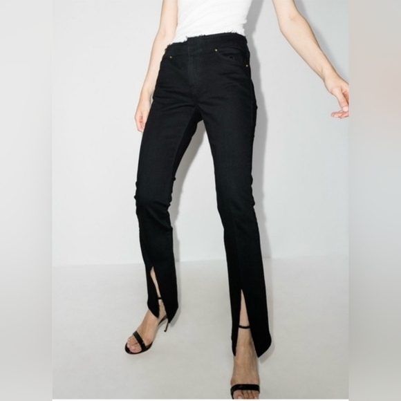 Frame Denim Denim - Frame Film Noir Distressed Black Frayed Waist Fromt Slit Jeans Size 27